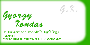 gyorgy kondas business card